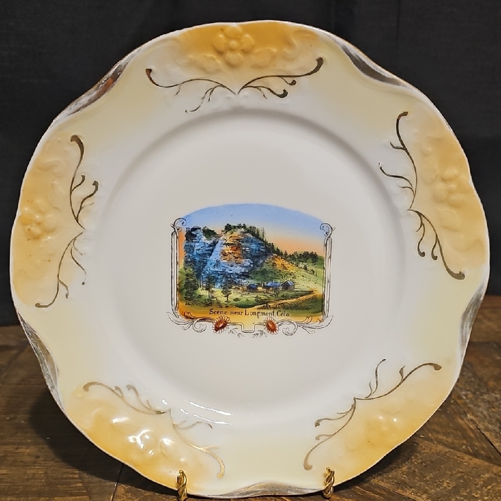 Scenic Longmont Colorado Decorative Plate with Gold Accents